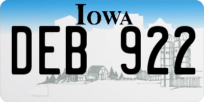 IA license plate DEB922