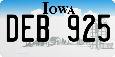 IA license plate DEB925