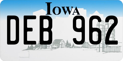 IA license plate DEB962