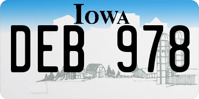 IA license plate DEB978