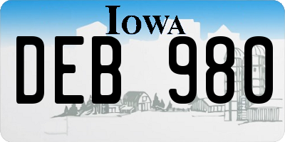 IA license plate DEB980