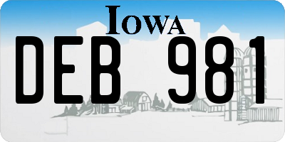 IA license plate DEB981