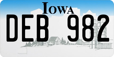 IA license plate DEB982