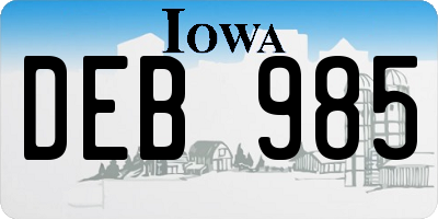 IA license plate DEB985