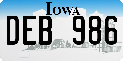 IA license plate DEB986