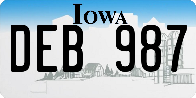 IA license plate DEB987