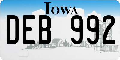 IA license plate DEB992
