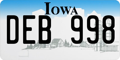 IA license plate DEB998
