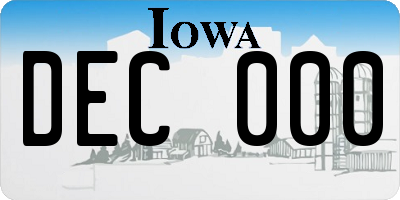 IA license plate DEC000