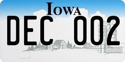 IA license plate DEC002