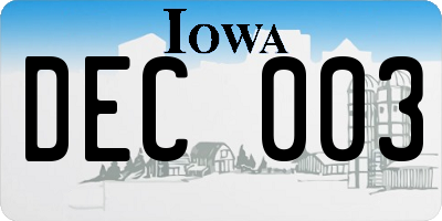 IA license plate DEC003