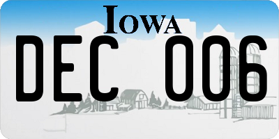 IA license plate DEC006