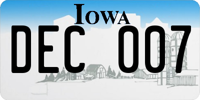 IA license plate DEC007