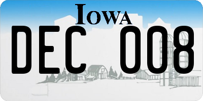 IA license plate DEC008
