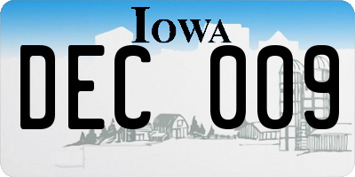 IA license plate DEC009