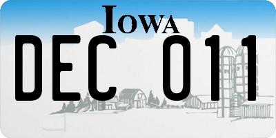 IA license plate DEC011
