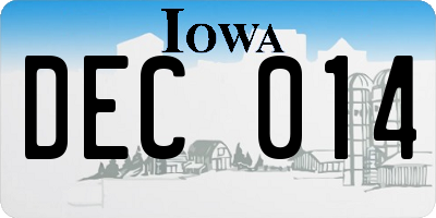 IA license plate DEC014