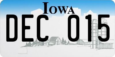 IA license plate DEC015