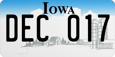 IA license plate DEC017