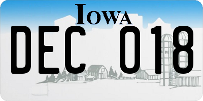 IA license plate DEC018
