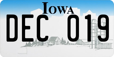 IA license plate DEC019