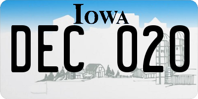 IA license plate DEC020