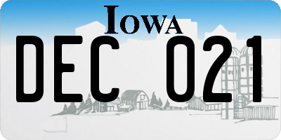 IA license plate DEC021