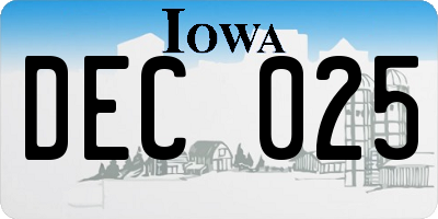 IA license plate DEC025
