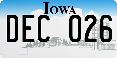 IA license plate DEC026