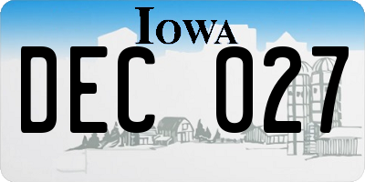 IA license plate DEC027