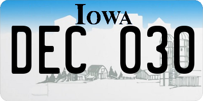 IA license plate DEC030