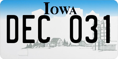 IA license plate DEC031