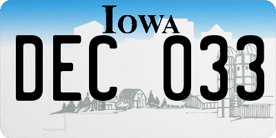 IA license plate DEC033