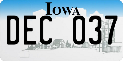 IA license plate DEC037