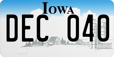 IA license plate DEC040
