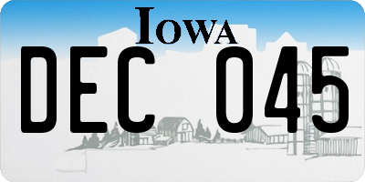 IA license plate DEC045