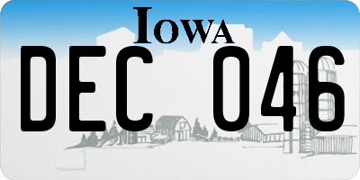 IA license plate DEC046