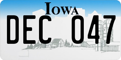IA license plate DEC047