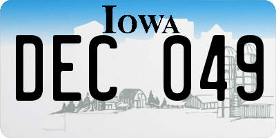 IA license plate DEC049