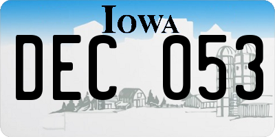 IA license plate DEC053