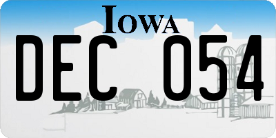IA license plate DEC054