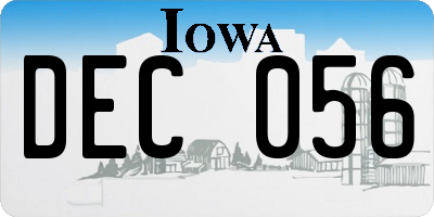 IA license plate DEC056
