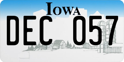 IA license plate DEC057