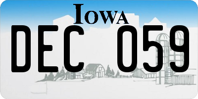 IA license plate DEC059