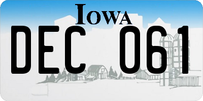 IA license plate DEC061