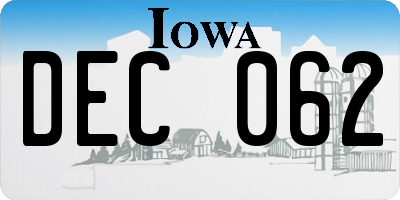 IA license plate DEC062