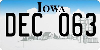 IA license plate DEC063