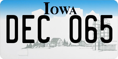 IA license plate DEC065