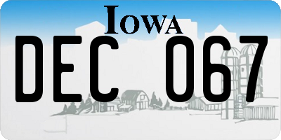 IA license plate DEC067