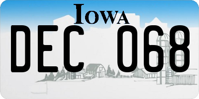 IA license plate DEC068